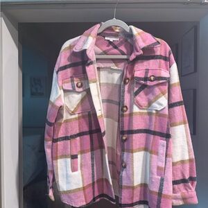 Plaid Button-Up Shirt Jacket